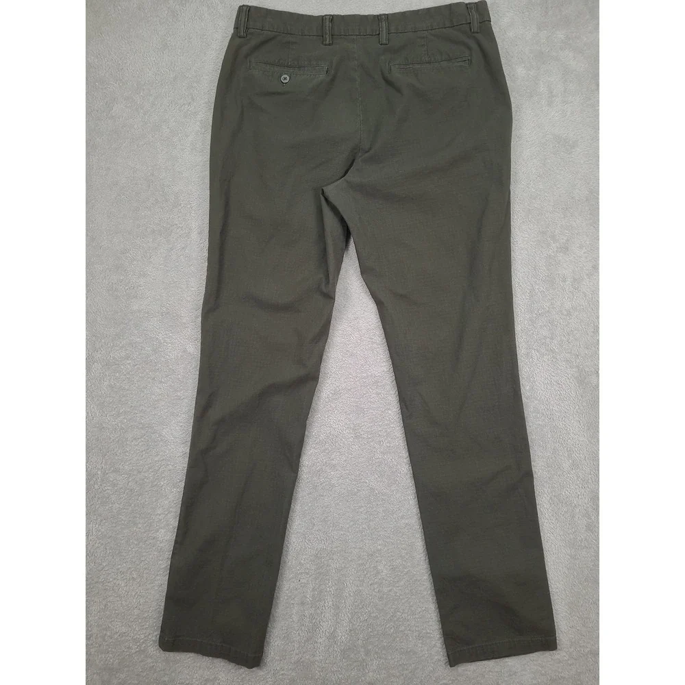 Old Navy Ultimate Slim Chino Pants Mens 34x34 Olive Green Grid Ripstop Trousers